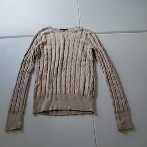 Y2K Gap Sweater Womens Medium Cable Knit Crewneck Angora Blend Pullover Classic